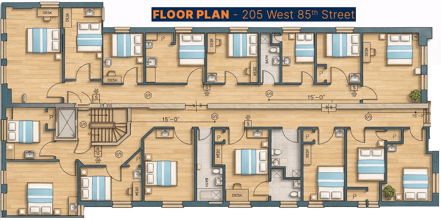 205 West 85th typical floor plan